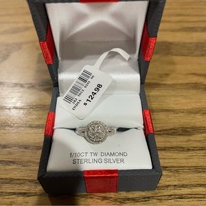 Sterling Silver 1/10th ct Diamond Ring - Size 7